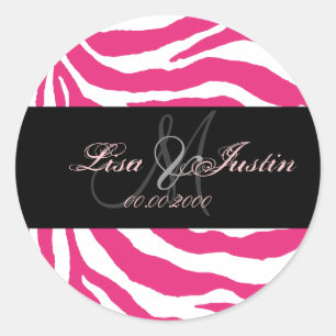 Shock rosa zebra, engramklistermärken runt klistermärke
