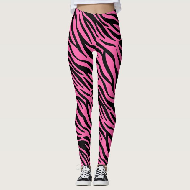Shock rosa Zebra Leggings (Framsida)
