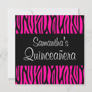 Shock rosa Zebra Modern Quinceanera-inbjudan Inbjudningar