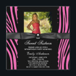 Shock rosa Zebra Photo Sweet 16 Party Inbjudningar<br><div class="desc">Shock rosa zebra svart båge shock rosa zebra-foto sweet sixteen födelsedagsfest inbjudan.</div>