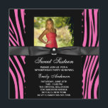 Shock rosa Zebra Photo Sweet 16 Party Inbjudningar<br><div class="desc">Shock rosa zebra svart båge shock rosa zebra-foto sweet sixteen födelsedagsfest inbjudan.</div>