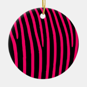 Shock rosa Zebra ränder Julgransprydnad Keramik