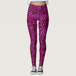 Shock rosa Zebra ränder Leggings
