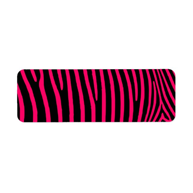 Shock rosa Zebra ränder Returadress Etikett (Framsidan)