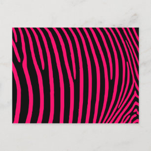 Shock rosa Zebra ränder Vykort