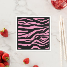 Shock rosa Zebra tryck Cocktail Napkins Pappersservett