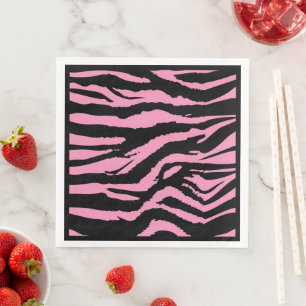 Shock rosa Zebra tryck Dinner Napkins Pappersservett