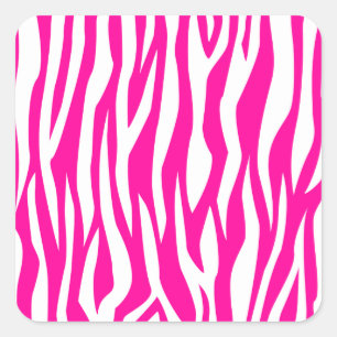 Shock rosa Zebra tryck Fyrkantigt Klistermärke