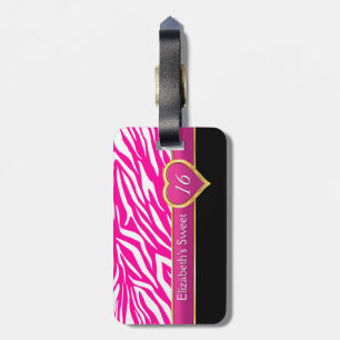 Shock rosa zebra tryck glam-Sweet sixteen Bagagebricka
