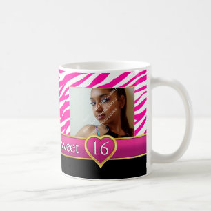 Shock rosa zebra tryck glam-Sweet sixteen Kaffemugg