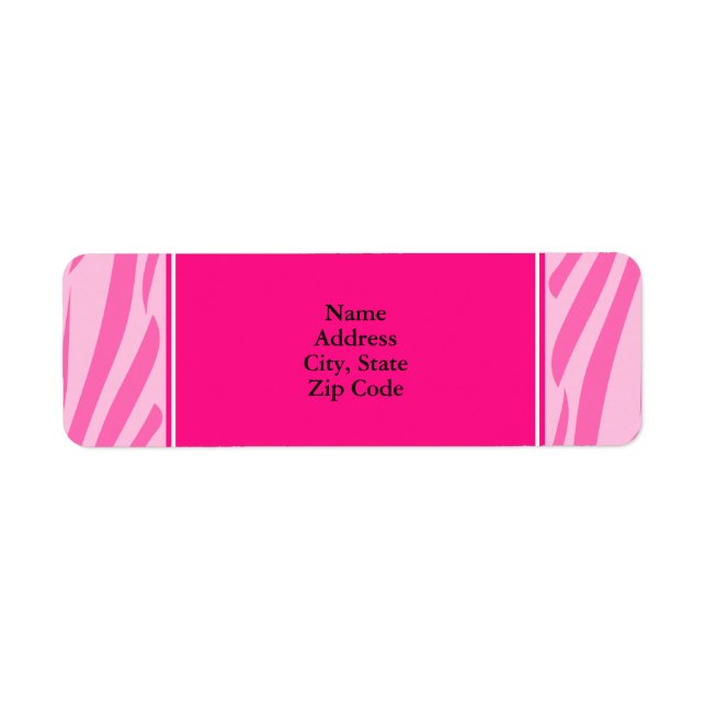 Shock rosa Zebra tryck Returadress Etikett (Framsidan)