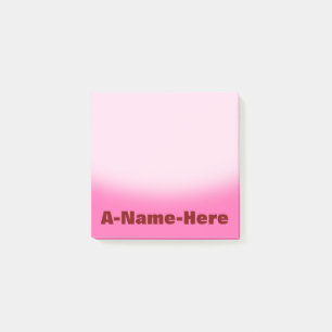 Shock rosabakgrund med rödbrunt djärvt namn post-it block