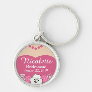 Shock rosabrudtärna som gifta sig Keychain Rund Silverfärgad Nyckelring