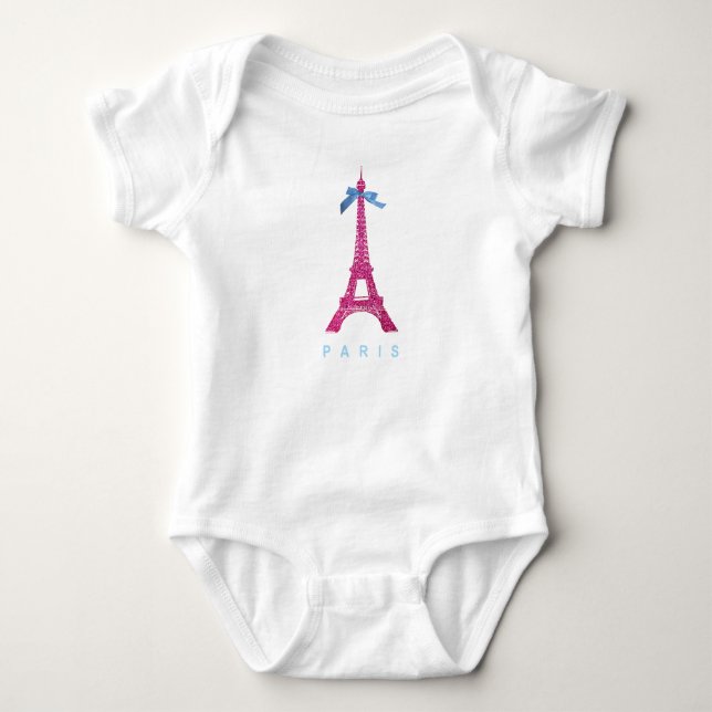 Shock rosaEiffel torn i fauxglitter Tee (Framsida)