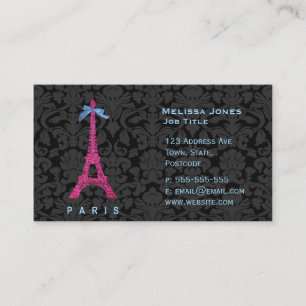 Shock rosaEiffel torn i fauxglitter Visitkort