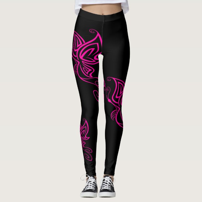 Shock rosafjärilsdamasker leggings (Framsida)