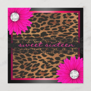 Shock rosaLeopardsweet sixteen Inbjudningar