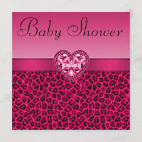 Shock rosaLeopardtryck & Bling hjärtababy shower