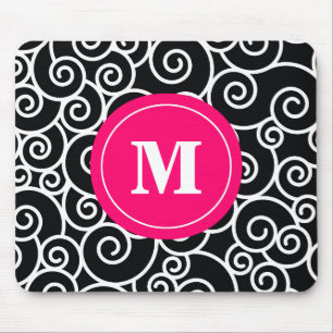 Shock rosasvarten virvlar runt Monogrammusblocket Musmatta