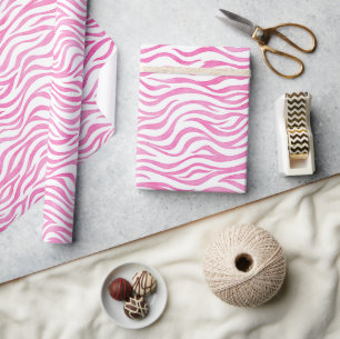 Shock rosavattenfärgzebra tryck presentpapper