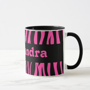 Shock rosazebra rändersjal ditt namn runt om det mugg