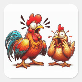 "Shocked Chicken" Couple Sticker Sheet Fyrkantigt Klistermärke