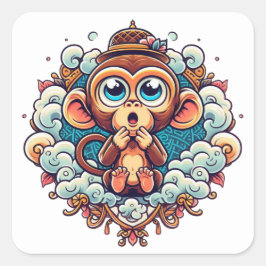 "Shocked Cute Monkey" Sticker Sheet Fyrkantigt Klistermärke