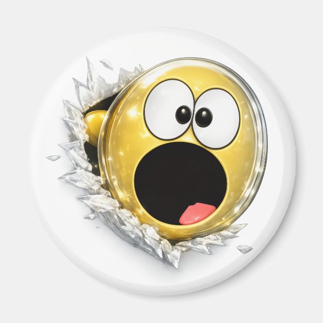 Shocky 3D Emoji Round Magnet (Framsidan)