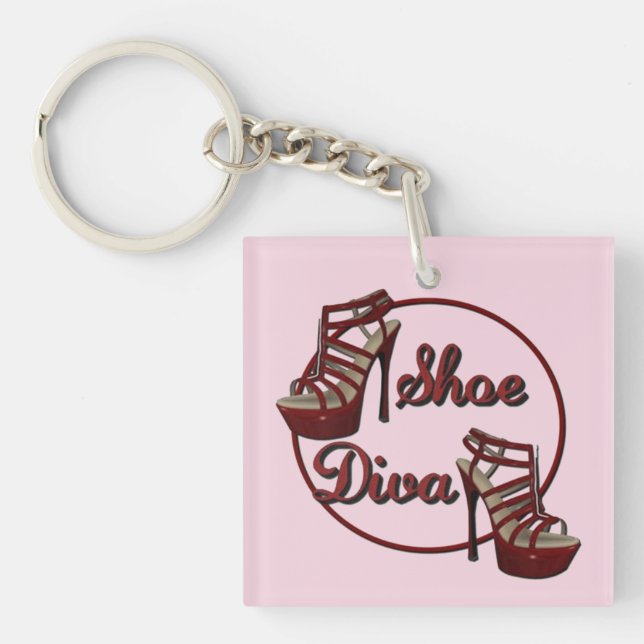 Shoe Diva Women's Humor Rosa Nyckelring (Framsidan)