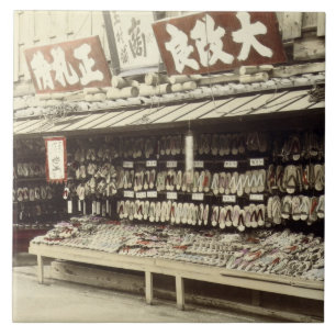 Shoe shoppar i Kyoto, c.1890 (detfärgade fotoet) Kakelplatta