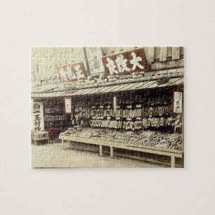 Shoe shoppar i Kyoto, c.1890 (detfärgade fotoet) Pussel