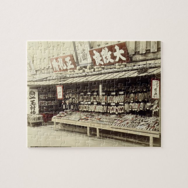 Shoe shoppar i Kyoto, c.1890 (detfärgade fotoet) Pussel (Horisontell)