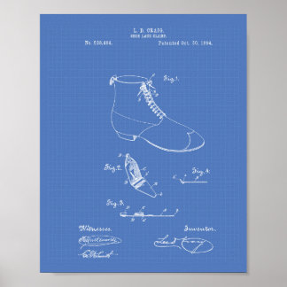 Shoe Snöre Clampa 1894 Patent Art Blueprint Poster