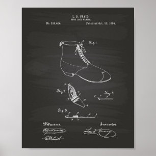 Shoe Snöre Clampa 1894 Patent Art Chalkboard Poster