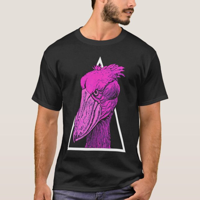 Shoebill Bird Animal Colorful Vaporwave T Shirt (Framsida)
