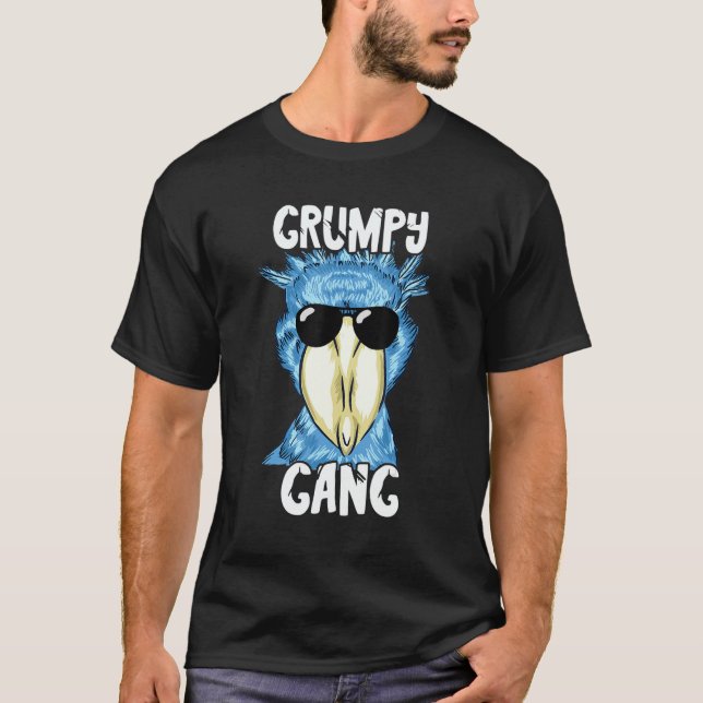 Shoebill Grumpy Gang Sunglass African Stork Shoebi T Shirt (Framsida)