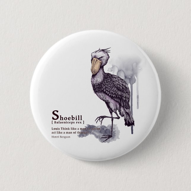 shoebill - plum knapp (Framsida)