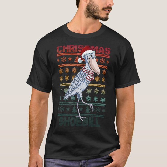 Shoebill Santa Hat Ugly Sweater jul Bird Lov T Shirt (Framsida)
