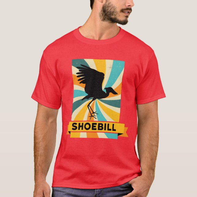 Shoebill Shoebill Bird Ornitolog retro T Shirt (Framsida)