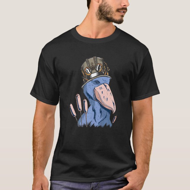 Shoebill Steampunk Hat Shoebill Bird African Bird T Shirt (Framsida)