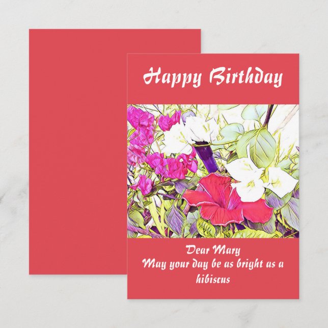 Shoeflower Watercolor Hibiscus Blommigt Garden Cut (Fram/baksida)