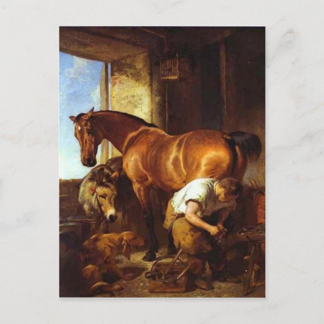 Shoeing by Edwin Henry Landseer Vykort (Framsida)