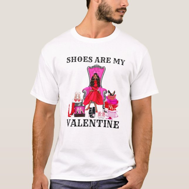 Shoes är mina Valentine Black Queens Melanin Women T Shirt (Framsida)