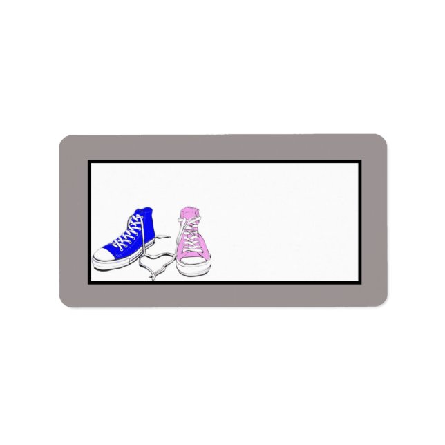 Shoes Blue/Rosa Bröllop, e-post Adress Adressetikett (Framsidan)