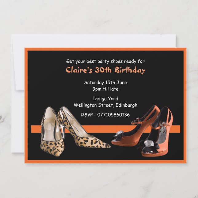 Shoes-inbjudan för 30års födelsedag Party Inbjudningar (Framsida)