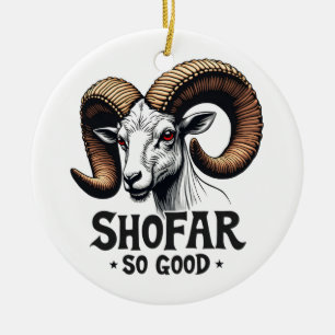 Shofar hittills bra Jewish Goat Hanukkah Älskare Julgransprydnad Keramik