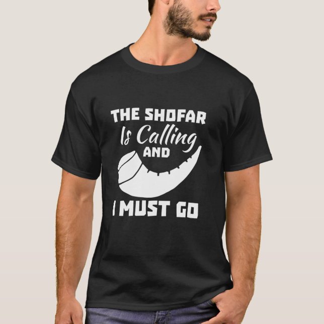 Shofar ringer och jag måste gå i ett nytt jude t shirt (Framsida)