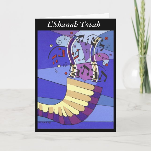 Shofar Rosh Hashanah, L'Shanah Tovah Helgkort (Framsida)
