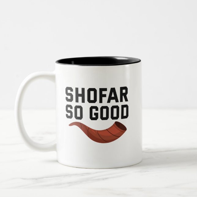 Shofar So Bra Funny Hanukkah Jewish Helgdag Gift Två-Tonad Mugg (Vänster)