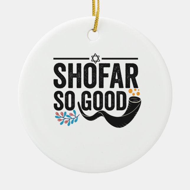 Shofar So bra Funny Jewish Hanukkah Helgdag Gift Julgransprydnad Keramik (Framsidan)